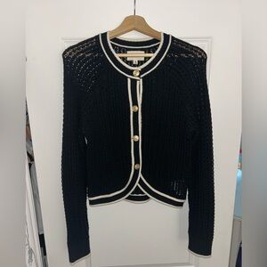 Lucky Brand Black and Cream Cardigan with Gold Buttons